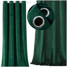 Samtvorhang mit Ösen 250x140cm grün Ringe Samt fertig dick