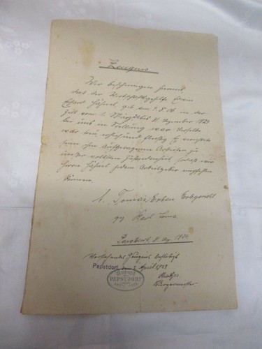 1924 papstdorf zeugnis mit - 1924,