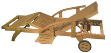 Multifunktionale Premium Teak Gartenliege mit Rollen Seitentisch Teakliege 200cm