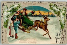 13559069 - Schlitten Hirsch Kinder Spielzeug Lebkuchen Puppen Tannenzweige