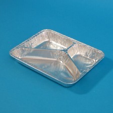 500 Alu Menüschalen Assietten Aluschalen 3-geteilt 227x177x30mm 60my