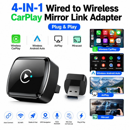 Wireless carplay adapter 4in1 - carplay,