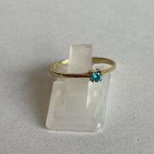 Silberring aus 925 Silber mit CZ in blau, vergoldet, zart, Gr. 46 bis 64