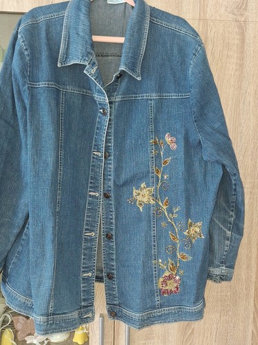 Jeansjacke mit perlen und - mit,