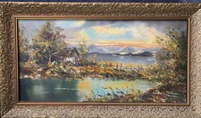 Ölgemälde v. Cavaliere Friedr.-Karl THAUER ( 1924-2009 ) auf Leinwand, 80x40