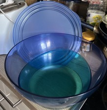 Tupperware Eleganzia 4,6 Liter Schüssel Servier Schale Grün Blau