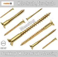 Senkkopf Holzschrauben Zierschraube m. Schlitz, DIN 97, Messing