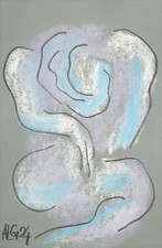 BETRAUERN Pastellmalerei Kreidezeichnung sig. Unikat Prof.em A. Loeschner-Gornau