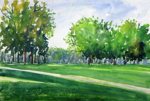 Landschaftsaquarell park - "im, park"