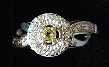 Damen Silber Ring 925  Gelber Beryll + Zirkon/ Gr. 17 - 18