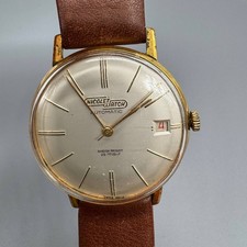 Nicolet Watch Automatic – Datum – vergoldetes Gehäuse – Lederband – Vintage