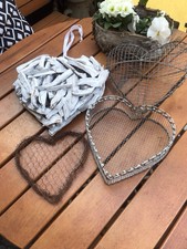 Herzen Draht Holz Shabby Chic Landhausstil Rostobjekt 4 Stück Deko