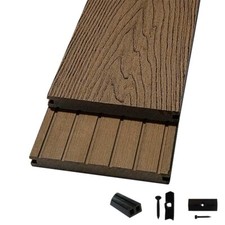 Woodstore24 Massiv Terrassendiele WPC Komplettset WoodoMalta - 2,4 m - braun