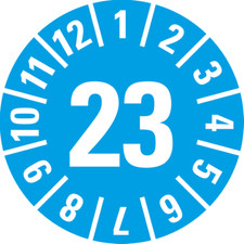 Prüfplakette 23, blau