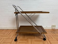 Vintage Design Servierwagen Barwagen Klappbar Faltbar Chrom Stahlrohr 80er Mid C