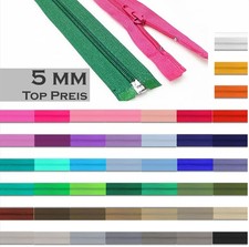 Spiral Reißverschluss teilbar 25-50cm 5mm 46 Farben Jacke Tasche Kunststoff