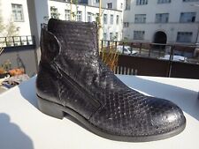 LORENZI Damen Schuhe Stiefel Leder Schlangen Schwarz Silber Italy Gr.39,5 Neuw