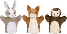 Handpuppen WALDTIERE Eichhörnchen Hase Igel Stofftier Handspielpuppe 3 Stück NEU