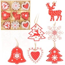 27-teiliges Tannenbaumschmuck Holz-Anhänger Set - Weihnachtsbaumschmuck