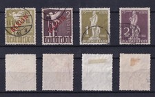 Berlin 33-34 Rotaufdruck , 40-41  Weltpostverein alle mit Zahnmängel gestempelt