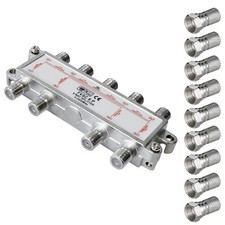 8-fach SAT Verteiler Splitter digital 9 Stück F-Stecker 6,5mm Kabel TV Antennen