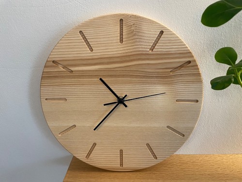 Wanduhr holz esche rund - wanduhr,