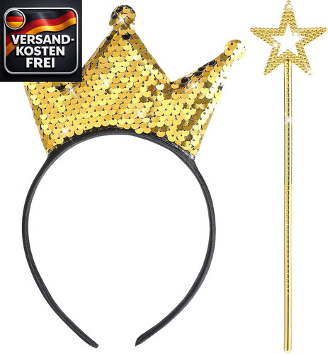 Haarreifen kronen gold mit - haarreifen,