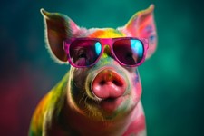 Wandbild: Lustiges Schwein mit