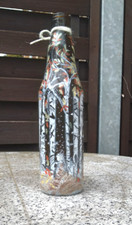 Handbemalte Flasche, Leuchtflasche, Upcycling, ,Birkenwald Winter, Dekoflasche