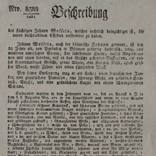 Fahndungsplakat historisch Wien Johann Wossela Dieb Dokument Polizei 1829