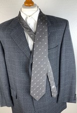 BURBERRY London Krawatte Schlips 100% Seide grau schwarz gemustert / gepunktet