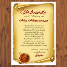 Geburtstagsurkunde 30 40 50 60