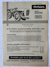 Prospekt / Faltblatt, Preisliste vom HOLDER Cultitrac A 21 S von 1964, ORIGINAL