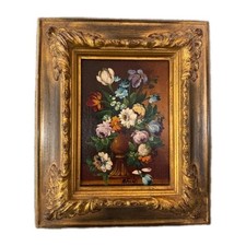 Ölgemälde - Anton Fichtl – Blumenstillleben, Signiert, Prunkvoller Goldrahmen