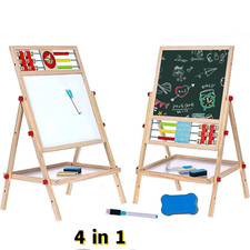 4 in1 Kindertafel Faltbare Maltafel Doppelseitig Kreidetafel Whiteboard Holz NEU