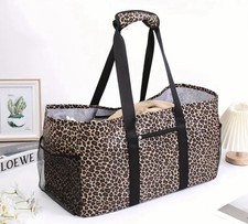 RIESEN STRAND CANVAS BAG LEOPARD ÜBERGROSSE UMHÄNGE TASCHE WEEKENDER BIG BEUTEL