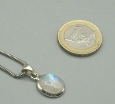 REGENBOGEN MONDSTEIN  WEIßER LABRADORIT Anhänger oval in 925er Silber gefasst g1