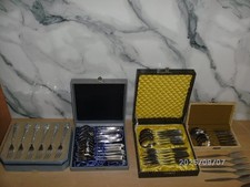 7x altes Besteckset Edelstahl für je 6 Personen / 5x Besteck Etui / Kaffeelöffel