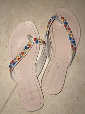 Super Mode Sandalen Damen Größe 37 Silver/Pink Schuhe mit Steinen Zehentrenner