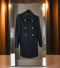 Damen Military Style Mantel Woll Mantel Marineblau Größe S
