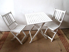 3-tlg. Tischgruppe klappbar weiß Balkonmöbel lackiert 2 Stühle 1 Tisch  (L.l)