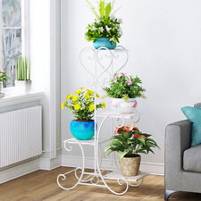 Blumenständer Metall Schwarz/Weiß Blumentreppe Pflanzenständer mit 4 Etagen Deko