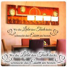 Wo die Liebe den Tisch deckt Wandtattoo Esszimmer Wandaufkleber Walltattoo W1786