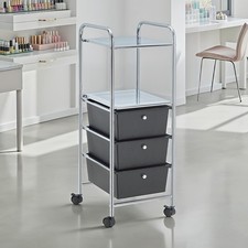 Rollwagen Rollregal Friseurwagen Kosmetikwagen Rollcontainer Badregal in schwarz