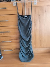 Sexy Silber Glitzer Kleid Gr