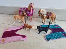 Schleich Pferde Zubehör Set Satteldecken Sattel Trense Katzen