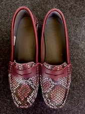 Naturläufer Mokassin Schlangenmuster weinrot creme grau Leder Gr. 37 NEU