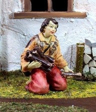 Hirte mit Holz Krippenfigur