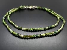 COLLIER AUS 925/-SILBER RHODINIERT MIT TURMALIN GRÜN SILBERZEIT SCHMUCKJAGD