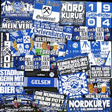 100 x Schalke Aufkleber inspiriert von Trikot Schal Nordkurve S04 T-Shirt Ultras